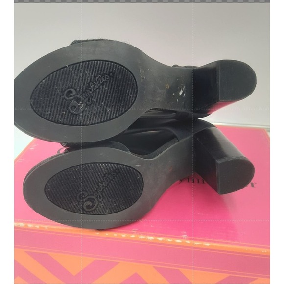 NWB Seychelles Prominent 6 Black Leather Calf Hair Open Toe Heels  Leather - Picture 4 of 6